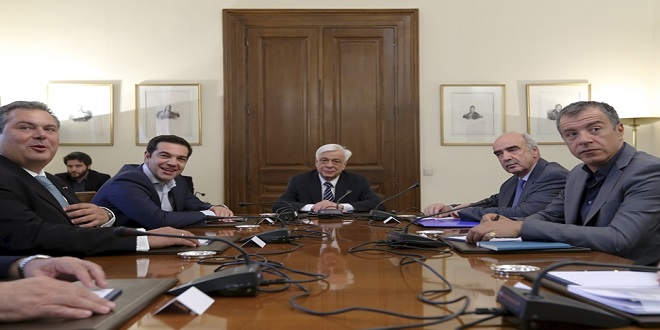 Greek Prime Minister Alexis Tsipras meets with party leaders and President Pavlopoulos at the Presidential Palace