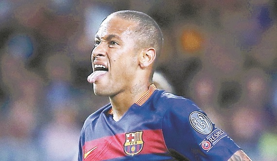 Barcelona's Neymar reacts during their Champions League group E soccer match at Camp Nou stadium in Barcelona
