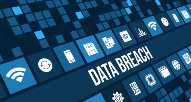 Data breach concept image with business icons and