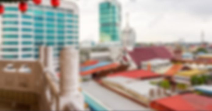 view-of-sibu-city-skyline-with-church-and-tower-M5NDJJ