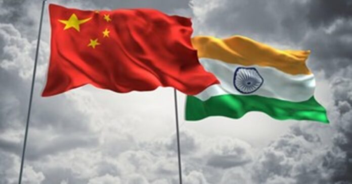 china-india-flags-waving-sky-260nw-363087014