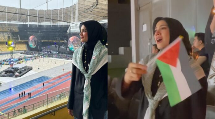 终如愿观赏Coldplay演唱会 马来艺人泪挥巴勒斯坦国旗